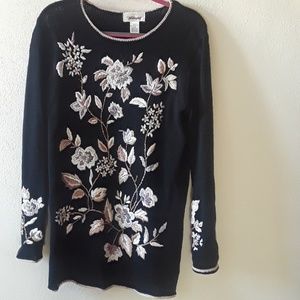 Vintage embroidered floral sweater dress